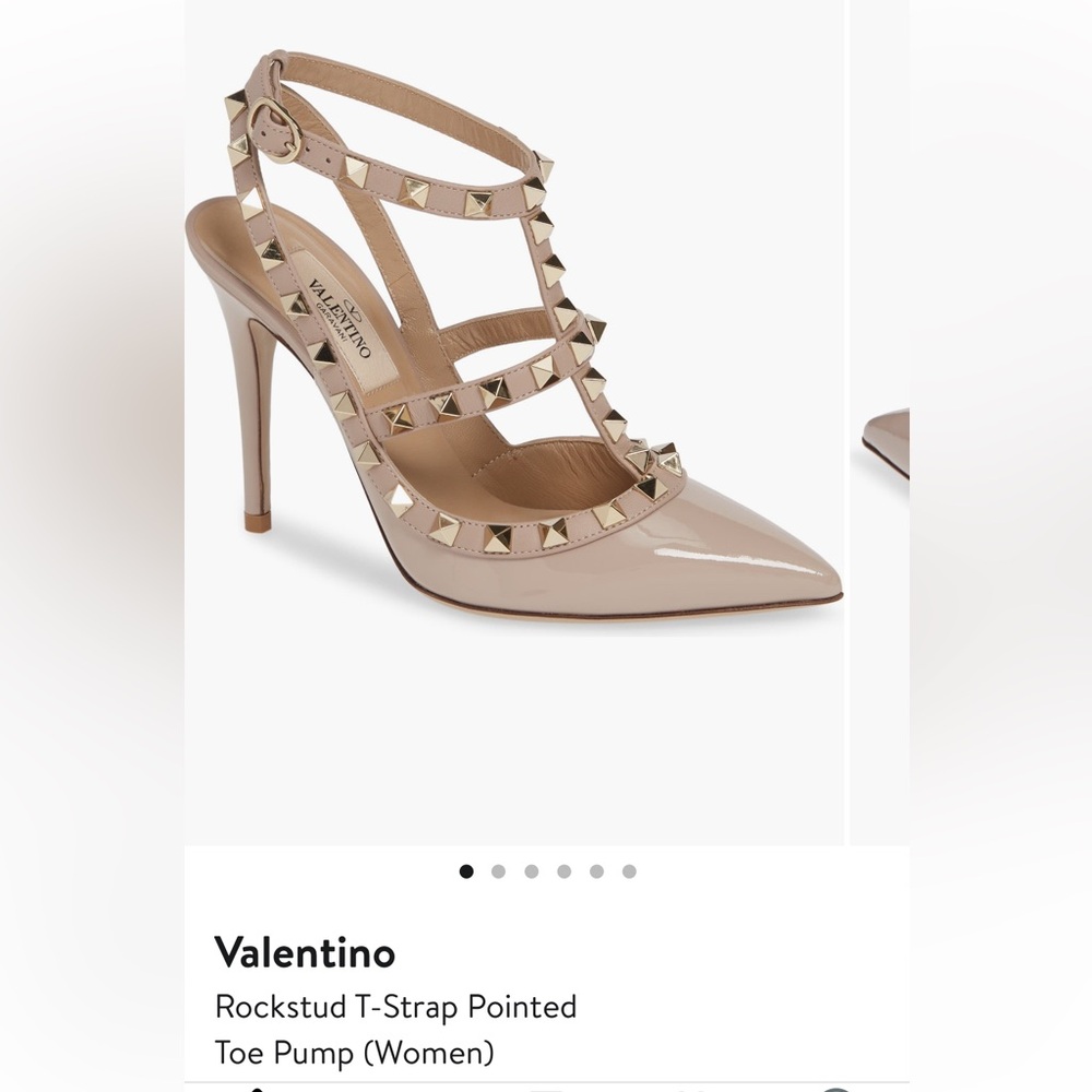 Valentino Rockstud Pointed Pump - Poudre/Nude - Size 38 (7.5/8) Great Condition